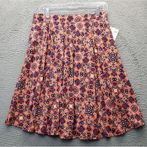 LuLaRoe A Line Skirt Womens XL Multi Medallion Print Pleated Comfortable Pull On